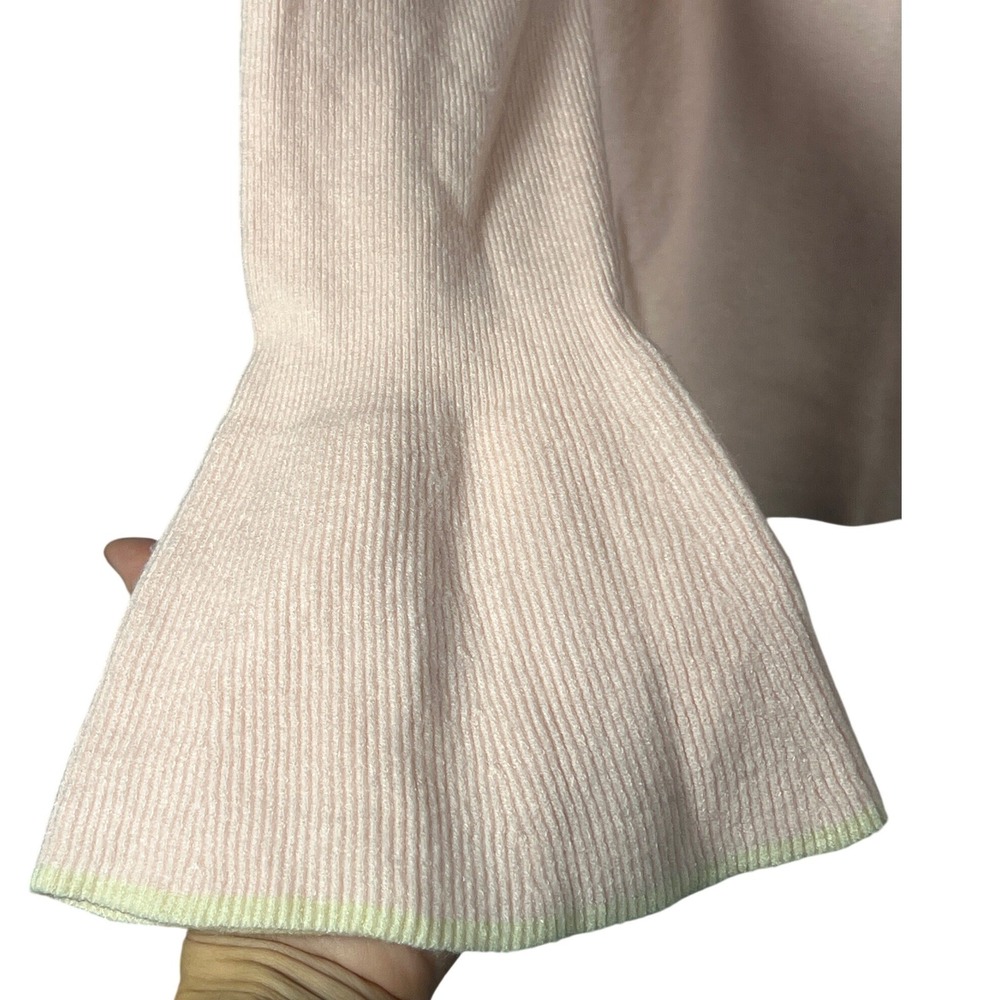 Anniewear Women's Pale Pink Ruffle Cottagecore Soft Chic Crewneck Sweater Medium - Picture 3 of 6